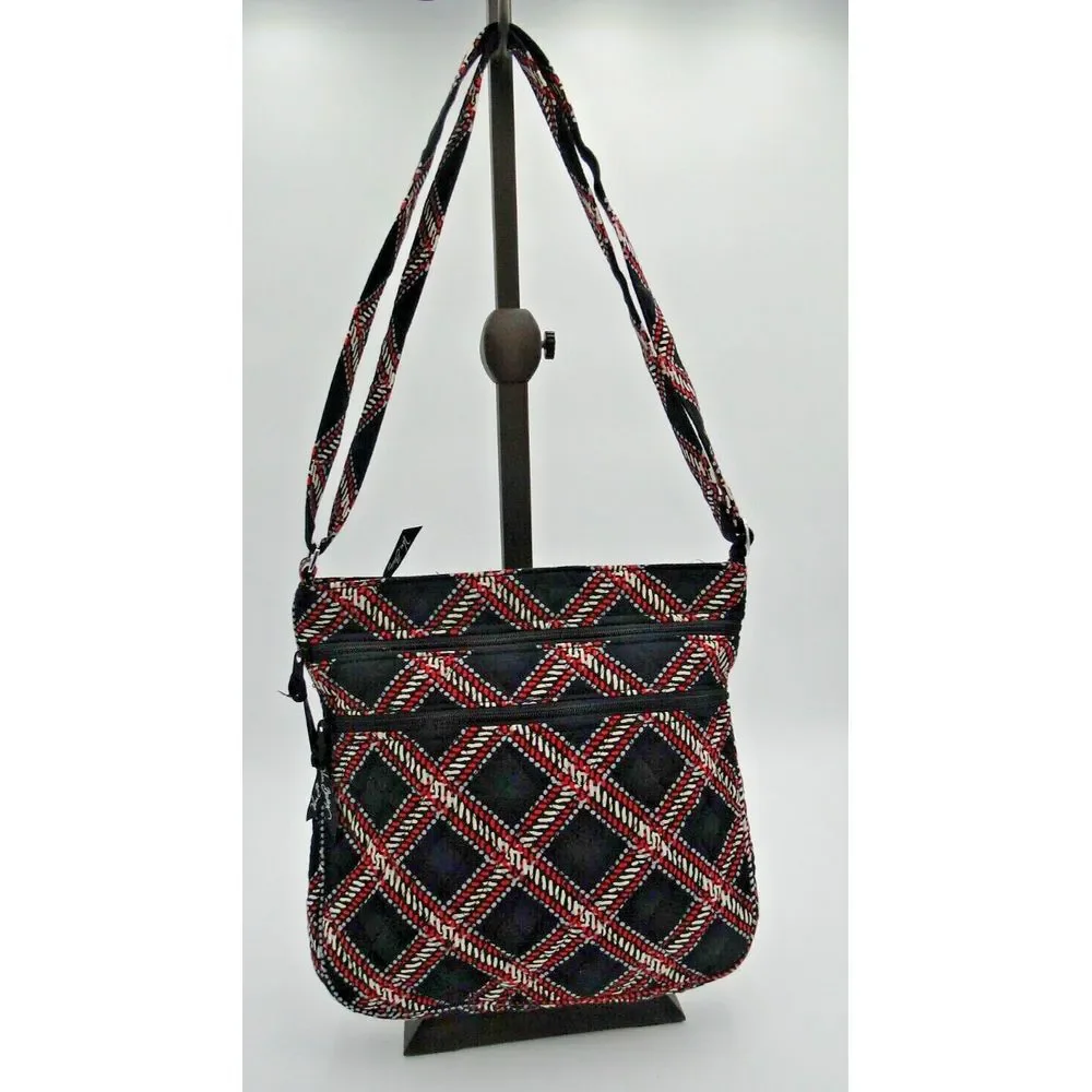 Vera Bradley Hipster Crossbody Purse Black‎ Red Grey Ivory